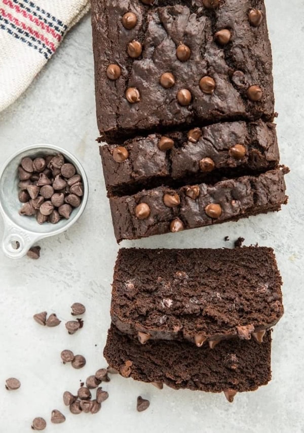 Double Chocolate Gluten-Free Banana Bread sweetened with coconut sugar