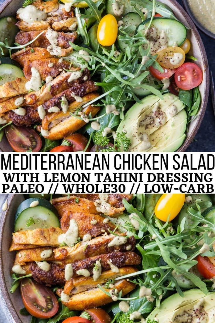 Crispy Mediterranean Chicken Salad with Lemon Herb Tahini Dressing ...