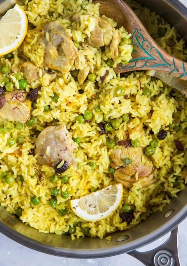 One-Pot Aromatic Saffron Chicken and Coconut Rice - a flavorful healthful fusion dinner recipe