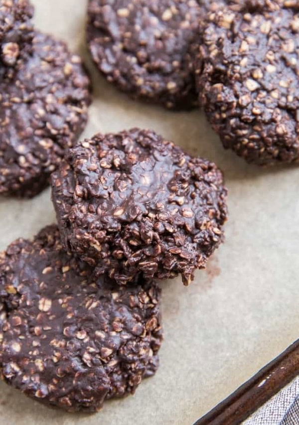 6-Ingredient No-Bake Cookies on a baking sheet