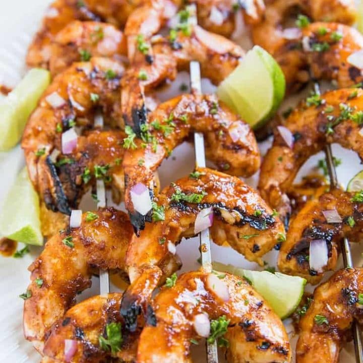 Chili Lime Glazed Shrimp Skewers - The Roasted Root