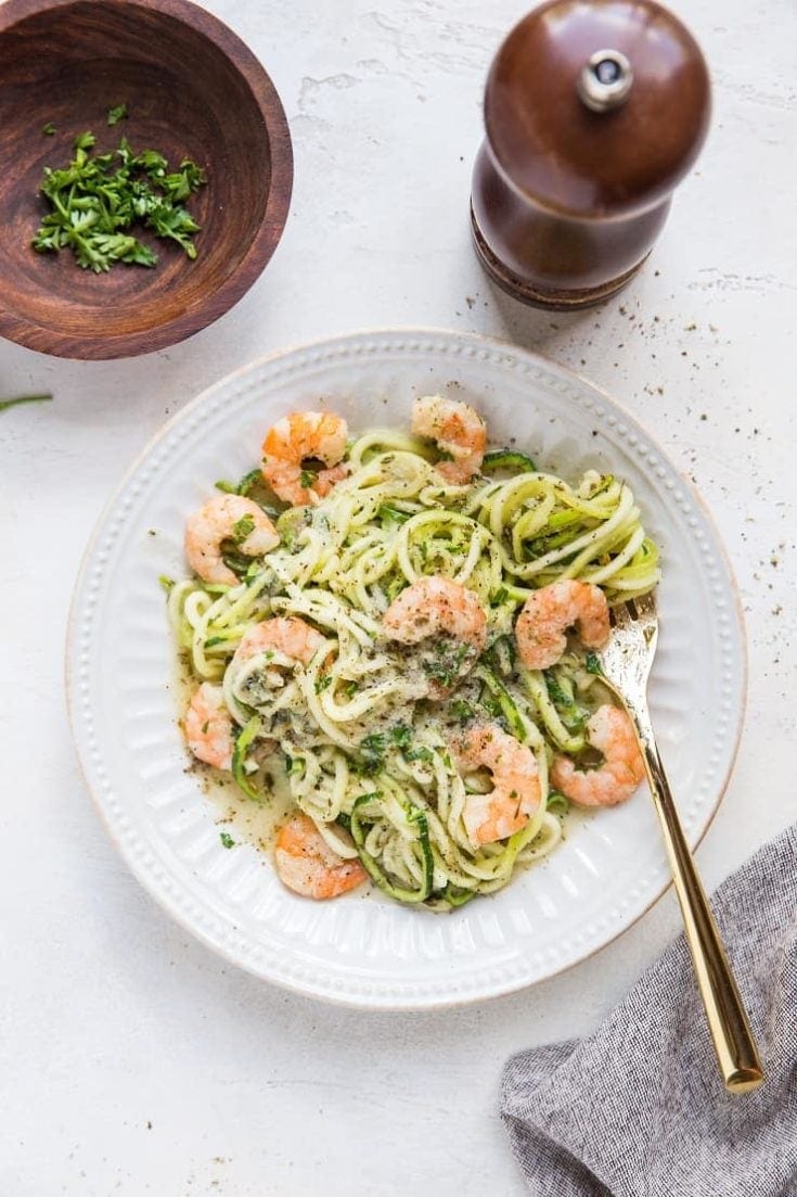 Keto Shrimp Scampi with Zucchini Noodles - The Roasted Root