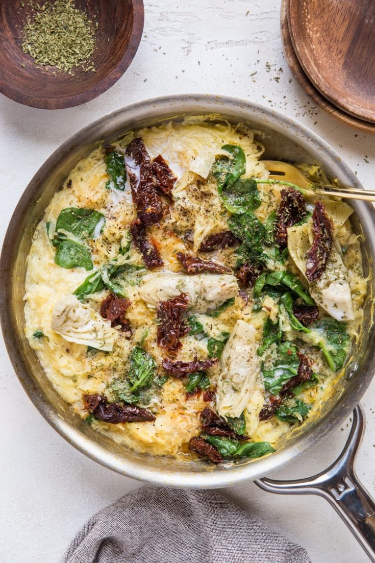 Creamy Tuscan Spaghetti Squash (Paleo, Vegan) - The Roasted Root