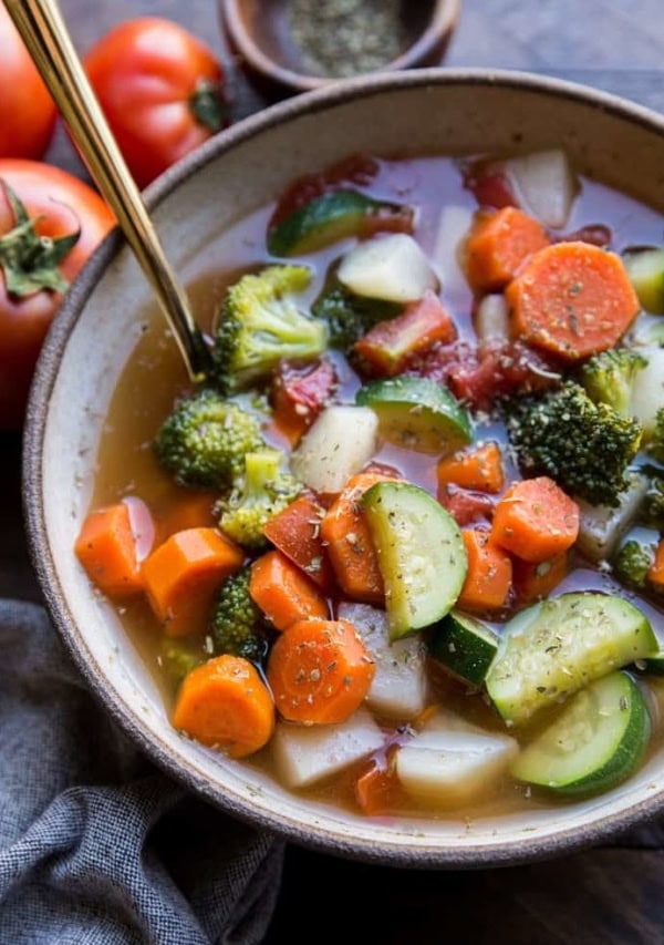 Easy Vegetable Soup - a quick and easy vegan soup recipe - easy to add or change vegetables! Paleo, whole30, low-carb and satisfying!