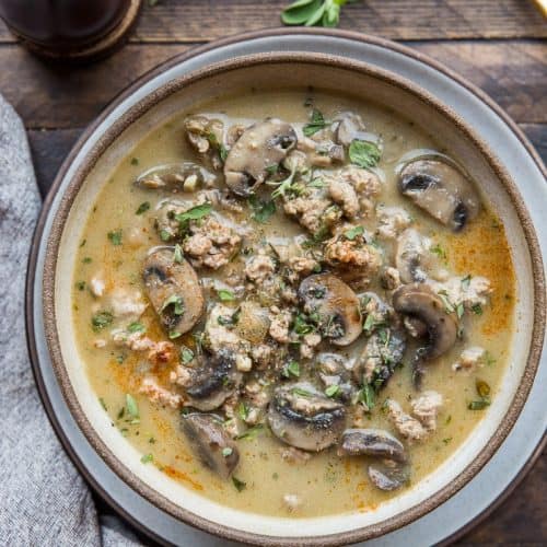 Dairy-Free Cream of Mushroom Soup with Ground Turkey - The Roasted Root