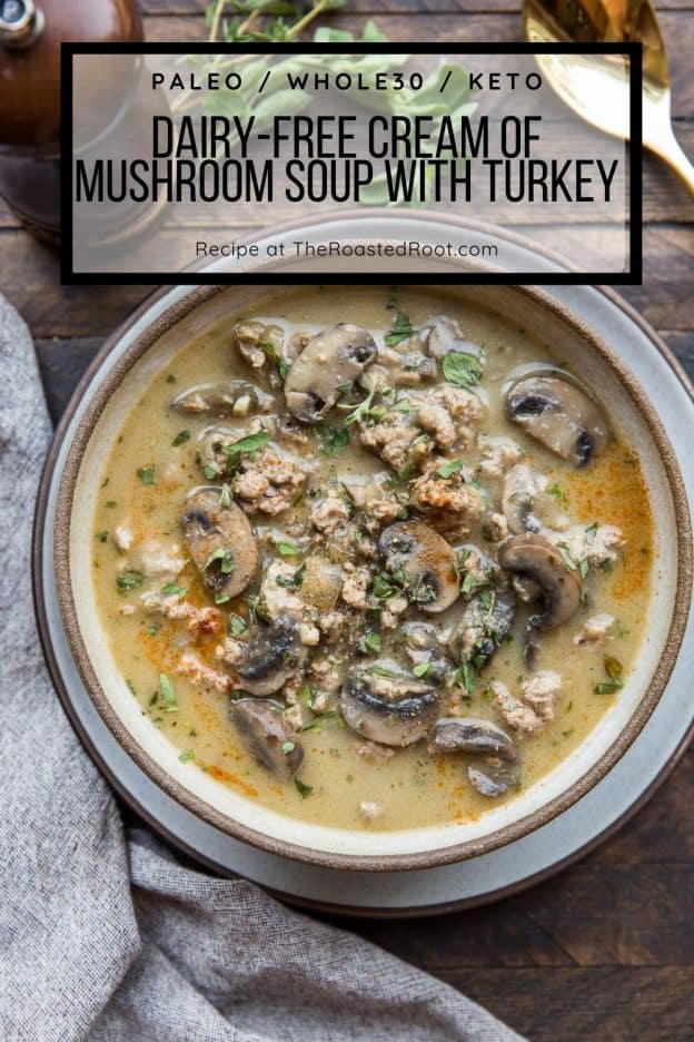 Dairy-Free Cream of Mushroom Soup with Ground Turkey - The Roasted Root