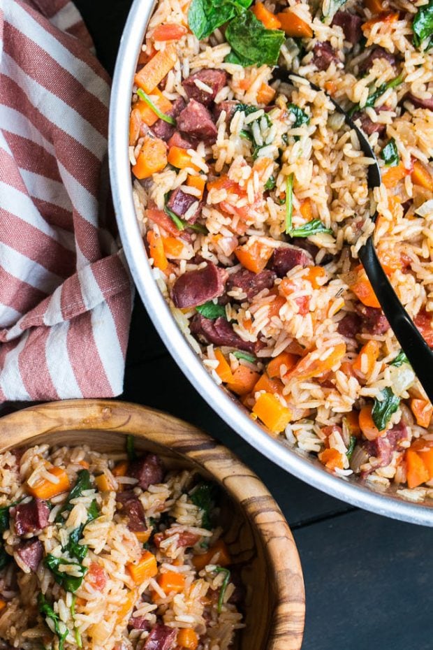 Cajun Sausage and Rice Skillet with Vegetables