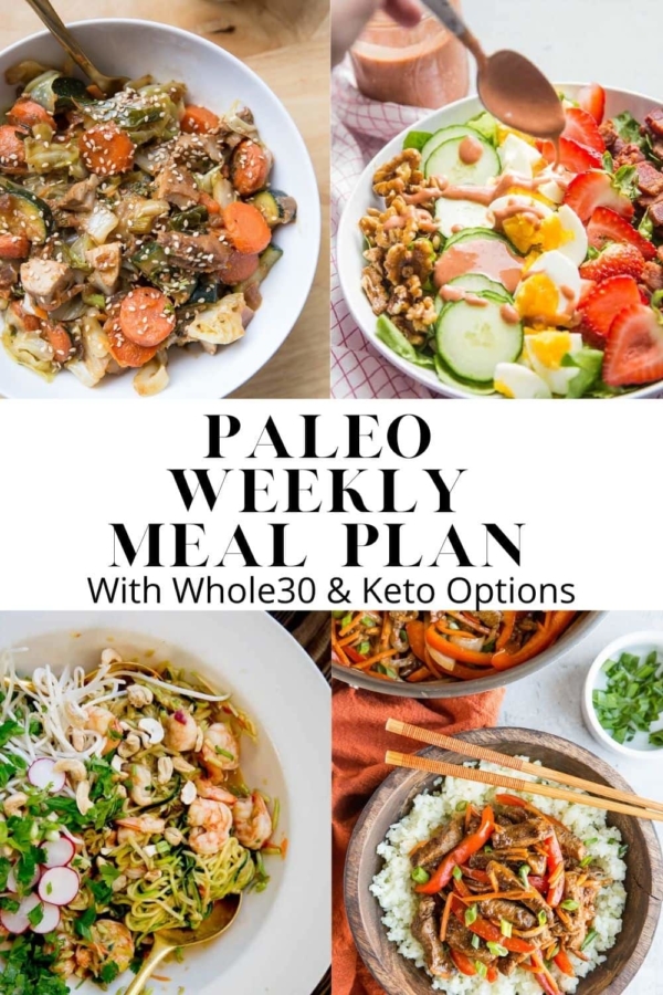 Paleo Weekly Meal Plan - Week 8 - a Paleo Meal Plan with six nourishing whole food dinner recipes and one healthier dessert. Meal Plan comes with Whole30 and keto options!