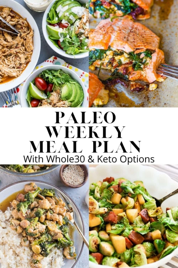Paleo Weekly Meal Plan - a nutritious meal plan that focuses on whole foods and easy recipes that can be made quickly and easily. Meal plan comes with a grocery list!