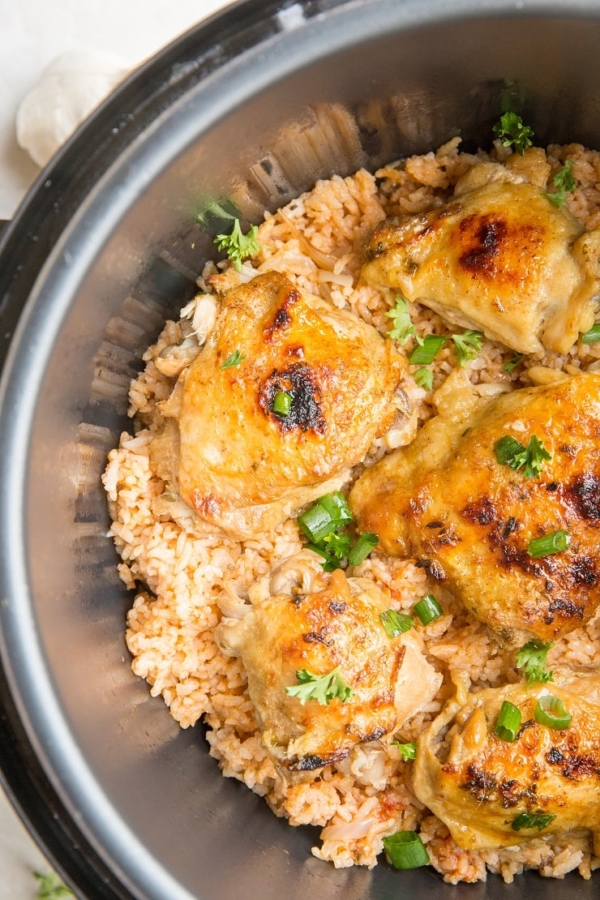 Instant Pot Spanish Rice with Chicken is a quick, flavorful meal that can be made any night of the week!