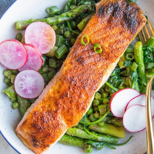 30-Minute Spring Salmon Bowls with Asparagus and Peas - The Roasted Root