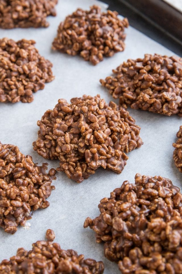 Crispy Rice Chocolate Peanut Butter No Bake Cookies - The Roasted Root