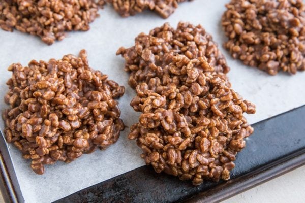 Crispy Rice Chocolate Peanut Butter No Bake Cookies - The Roasted Root