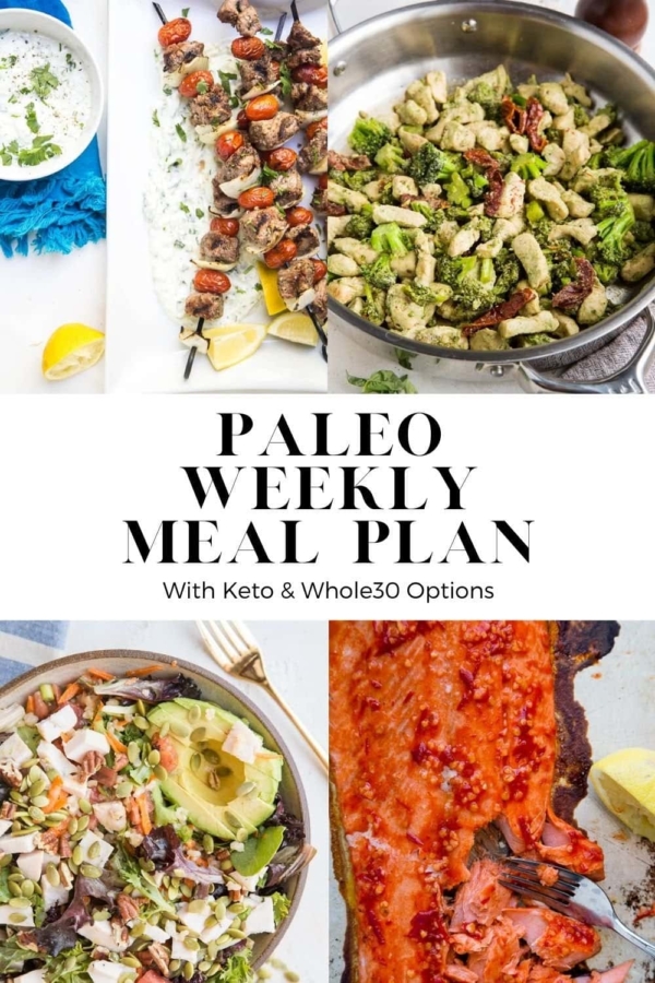 Paleo Weekly Meal Plan with whole30 and keto options. A nutritious, whole food based meal plan perfect for those looking to eat clean throughout the week.