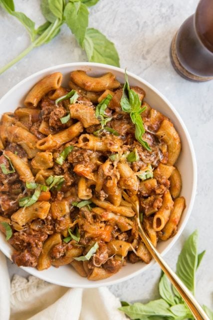 Rigatoni Pasta with Bolognese Sauce - The Roasted Root