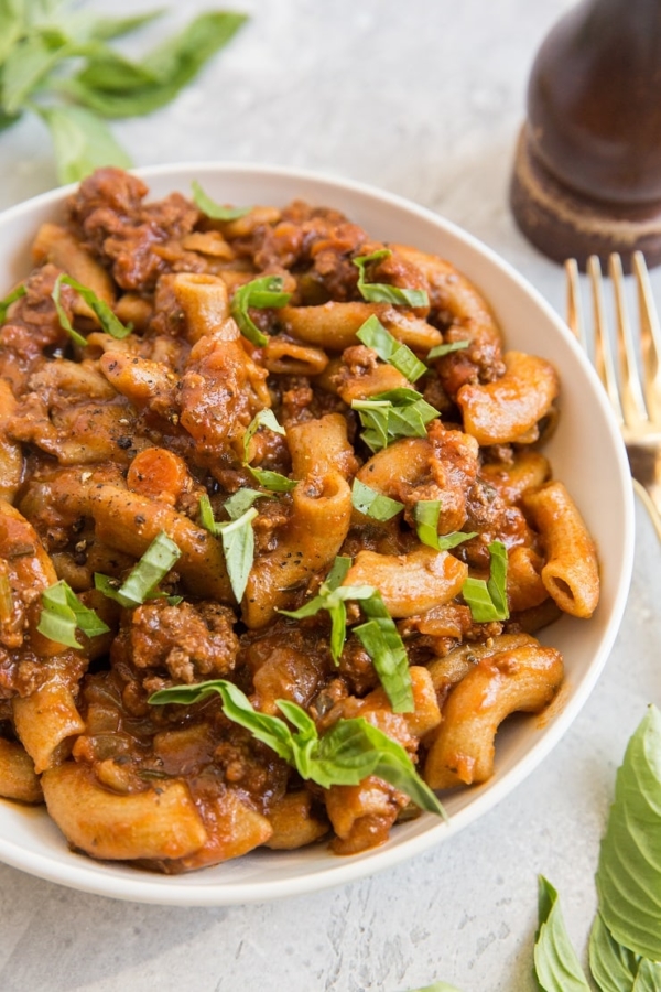 Rigatoni Pasta with Bolognese Sauce - an easy pasta recipe that is grain-free, paleo, gluten-free, and easy to prepare! So incredibly flavorful and satisfying!