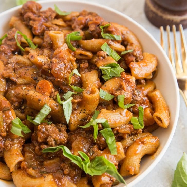 Rigatoni Pasta with Bolognese Sauce - The Roasted Root