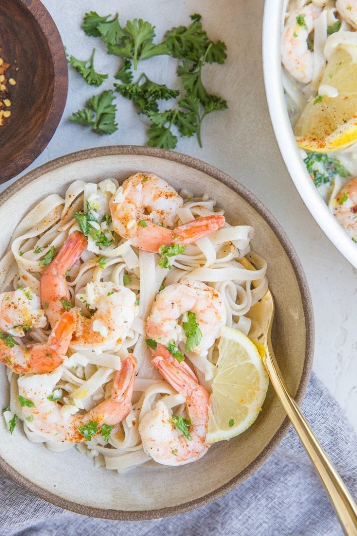 Easy Lemon Garlic Shrimp Pasta (Dairy-Free) - The Roasted Root