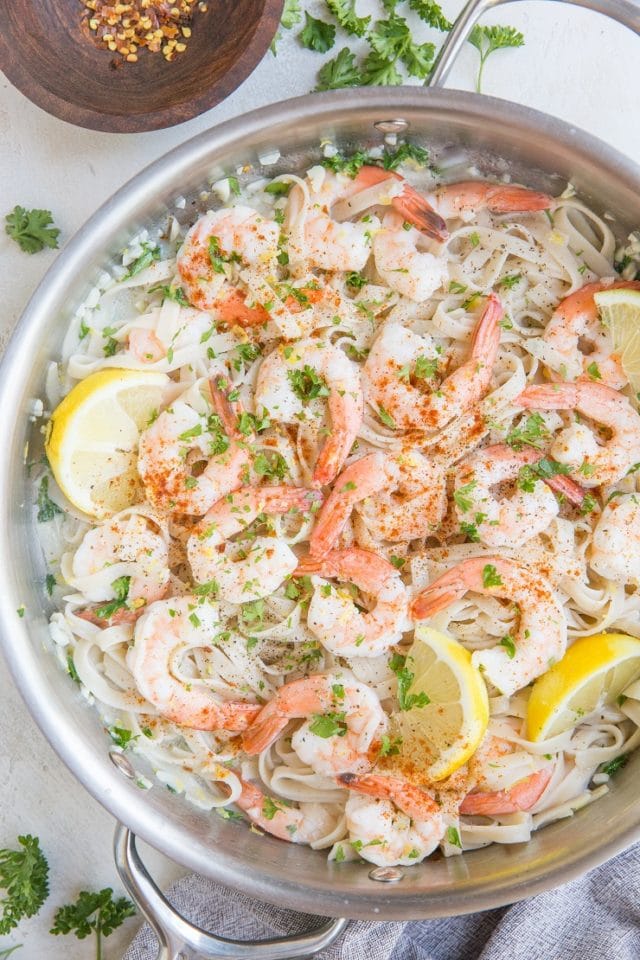 Easy Lemon Garlic Shrimp Pasta (Dairy-Free) - The Roasted Root