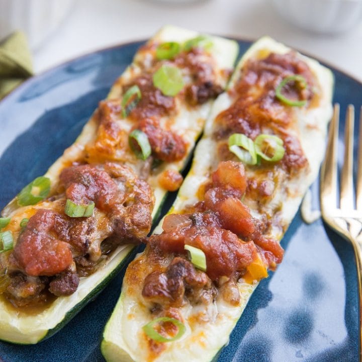 Taco Stuffed Zucchini Boats (Keto) - The Roasted Root