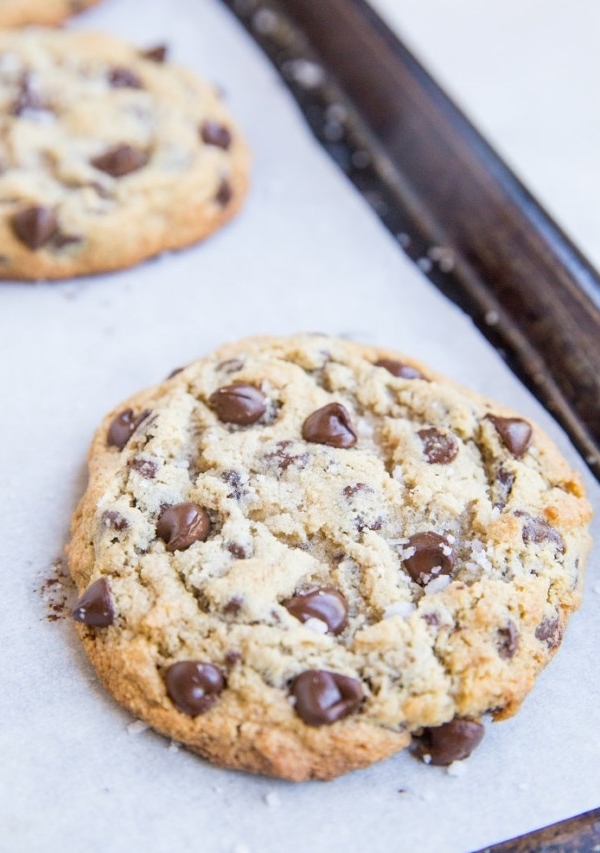 Giant Chewy Keto Chocolate Chip Cookies - jumbo cookies made sugar-free, grain-free, ultra gooey! You can't tell they aren't regular cookies!