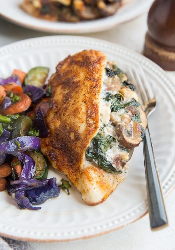 Mushroom and Spinach Stuffed Chicken Breast is delightfully flavorful and easy to make for a delicious dinner!