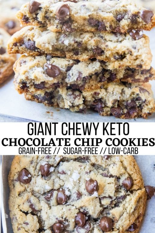 Giant Chewy Keto Chocolate Chip Cookies - The Roasted Root