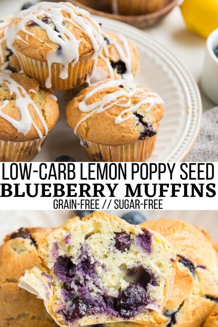 Low-Carb Lemon Poppy Seed Blueberry Muffins - The Roasted Root