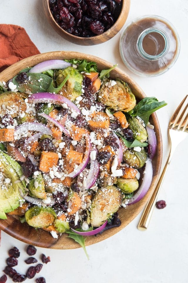 Roasted Sweet Potato and Brussel Sprout Salad with Cinnamon Balsamic ...