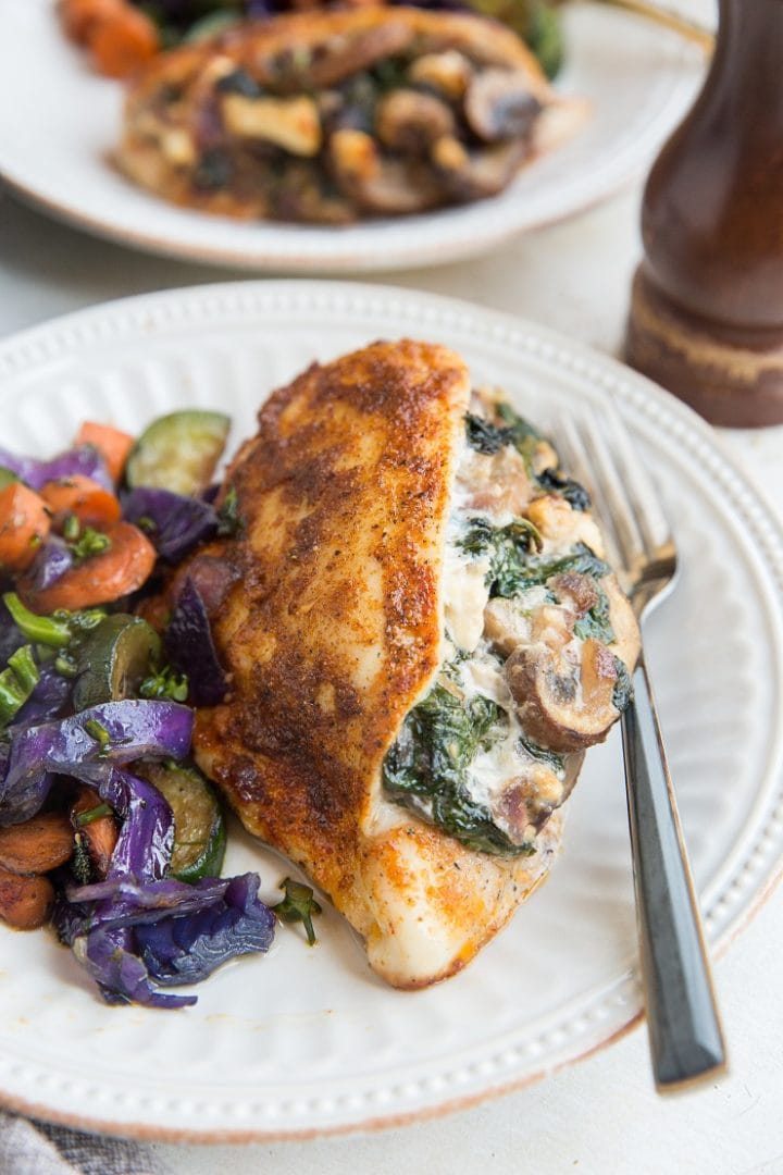 Mushroom and Spinach Stuffed Chicken Breast - The Roasted Root