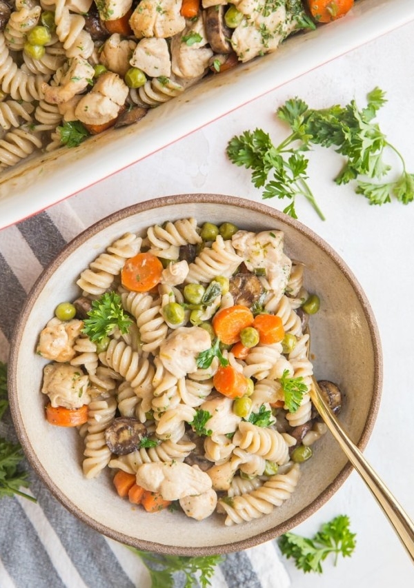 Creamy Chicken Noodle Casserole - gluten-free, dairy-free, packed with protein and complex carbohydrates for a deliciously filling and nutritious meal!