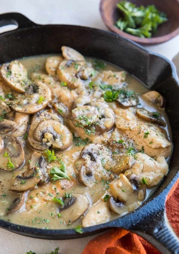 Dairy-Free Paleo Keto Creamy Mushroom Chicken. An easy 30-minute recipe that is loaded with flavor and luscious cream sauce.