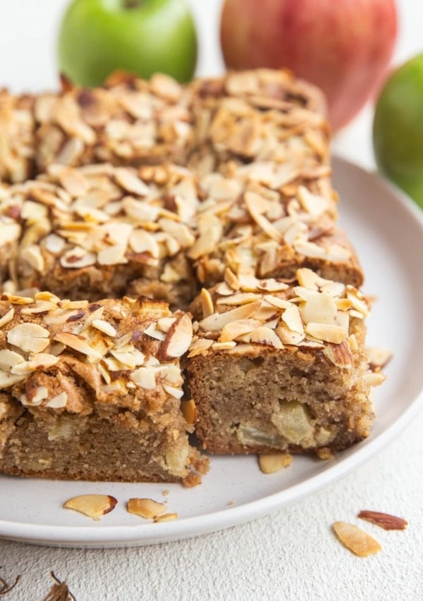 Slices of apple cake on a plate