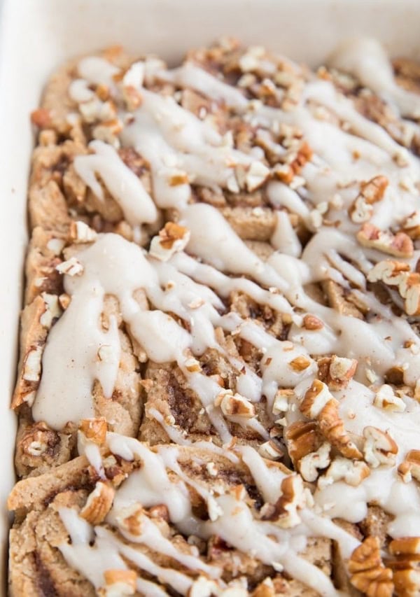 Maple Pecan Vegan Cinnamon Rolls - gluten-free, dairy-free, egg-free cinnamon roll recipe that is loaded with delicious flavors!