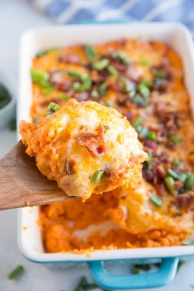 Cheesy Mashed Sweet Potato Casserole - The Roasted Root