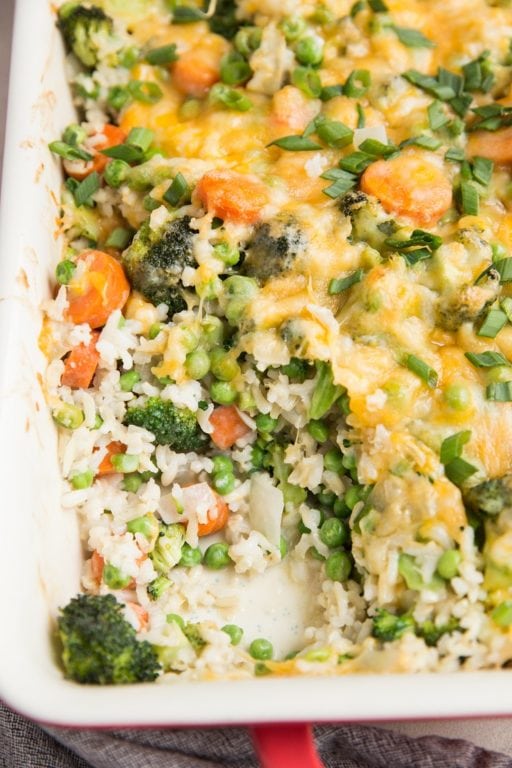 Cheesy Vegetable and Brown Rice Casserole - The Roasted Root