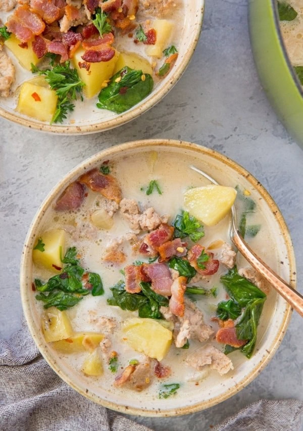 Healthy Dairy-Free Paleo Zuppa Toscana made on the stove top, in the Instant Pot, or Slow Cooker. An easy healthy soup recipe