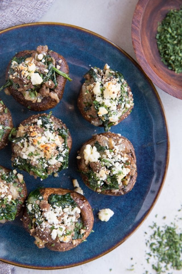 Ground Beef And Feta Stuffed Mushrooms The Roasted Root