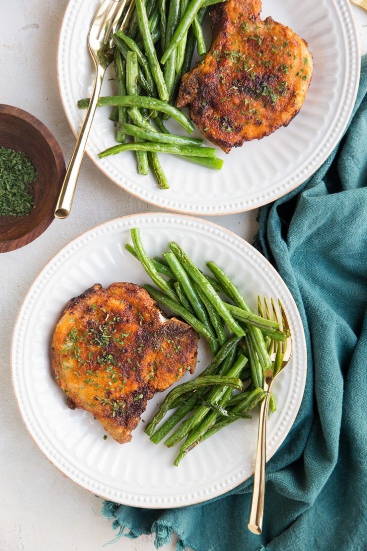 Easy Air Fryer Pork Chops & Green Beans - The Roasted Root