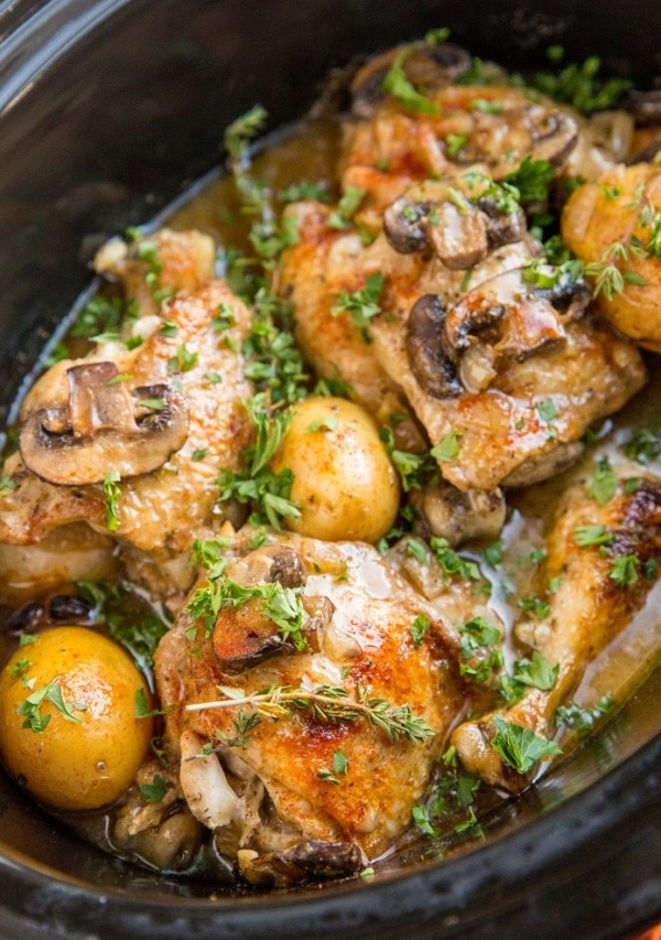 Crock Pot Creamy Mushroom Chicken with Potatoes