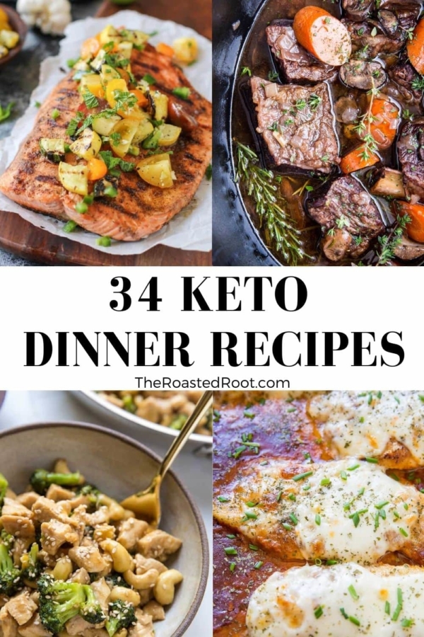 34 Easy Keto Dinner Ideas - healthy low-carb dinner recipes that are delicious for all types of eaters.