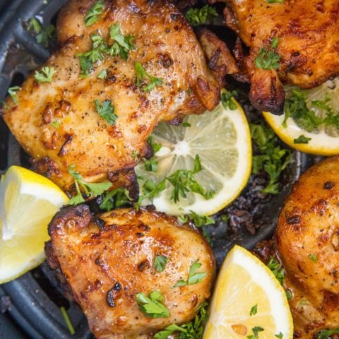 Lemon Garlic Air Fryer Boneless Chicken Thighs - The Roasted Root