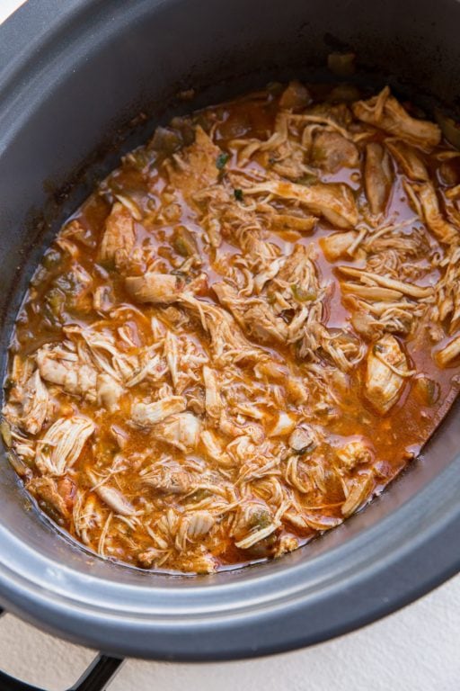 5-Ingredient Crock Pot Mexican Shredded Chicken - The Roasted Root