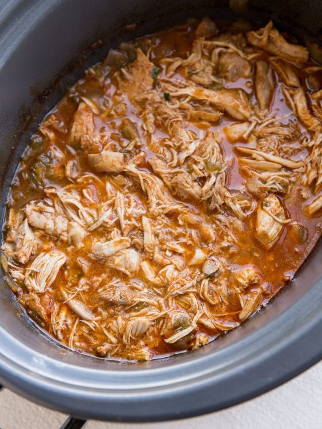 5-INGREDIENT CROCK POT MEXICAN SHREDDED CHICKEN STORY - The Roasted Root