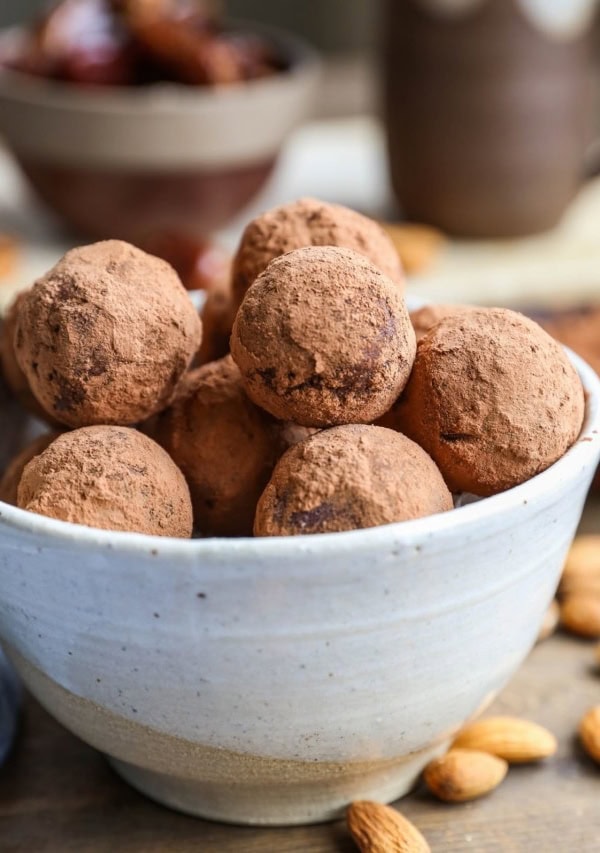 bowl of chocolate energy bites