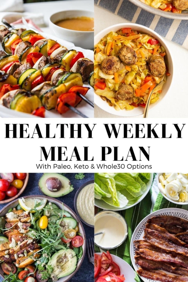 Healthy meal plan collage