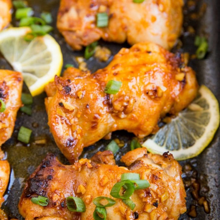 Lemon Garlic Baked Chicken Thighs - The Roasted Root