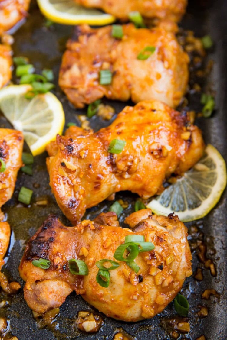 Lemon Garlic Baked Chicken Thighs - The Roasted Root