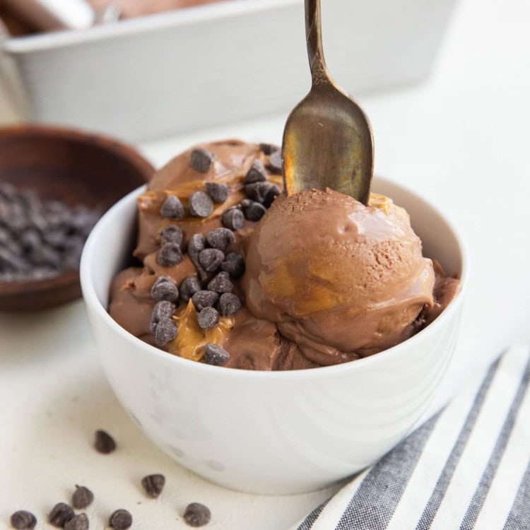 5-Ingredient Peanut Butter Chocolate Ice Cream - The Roasted Root