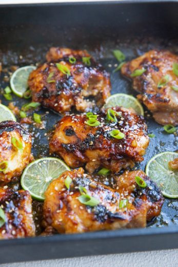 Baked Honey Lime Chicken Thighs - The Roasted Root